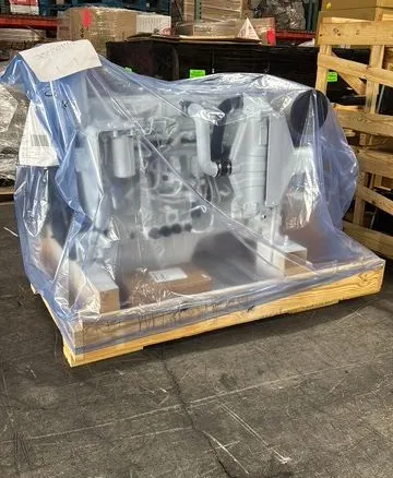 Machinery shrink-wrapped and ready to ship